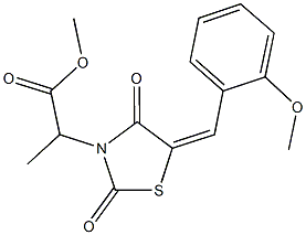 methyl 2-[5-(2-methoxybenzylidene)-2,4-dioxo-1,3-thiazolidin-3-yl]propanoate Struktur