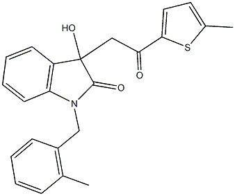 3-hydroxy-1-(2-methylbenzyl)-3-[2-(5-methyl-2-thienyl)-2-oxoethyl]-1,3-dihydro-2H-indol-2-one Struktur