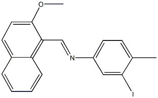 3-iodo-N-[(2-methoxy-1-naphthyl)methylene]-4-methylaniline Struktur