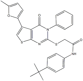 N-(4-tert-butylphenyl)-2-{[5-(5-methyl-2-furyl)-4-oxo-3-phenyl-3,4-dihydrothieno[2,3-d]pyrimidin-2-yl]sulfanyl}acetamide Struktur