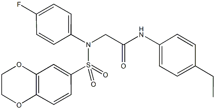 2-[(2,3-dihydro-1,4-benzodioxin-6-ylsulfonyl)-4-fluoroanilino]-N-(4-ethylphenyl)acetamide Struktur