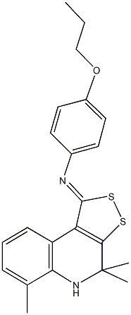 N-(4-propoxyphenyl)-N-(4,4,6-trimethyl-4,5-dihydro-1H-[1,2]dithiolo[3,4-c]quinolin-1-ylidene)amine Struktur