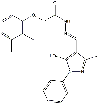 2-(2,3-dimethylphenoxy)-N'-[(5-hydroxy-3-methyl-1-phenyl-1H-pyrazol-4-yl)methylene]acetohydrazide Struktur