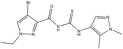 N-[(4-bromo-1-ethyl-1H-pyrazol-3-yl)carbonyl]-N'-(1,5-dimethyl-1H-pyrazol-4-yl)thiourea Struktur