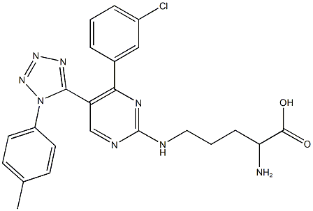 N~5~-{4-(3-chlorophenyl)-5-[1-(4-methylphenyl)-1H-tetraazol-5-yl]-2-pyrimidinyl}ornithine Struktur