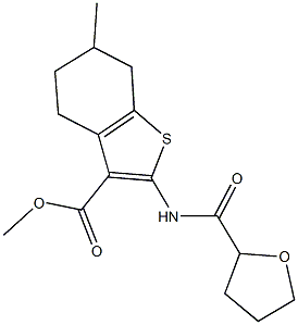 methyl 6-methyl-2-[(tetrahydro-2-furanylcarbonyl)amino]-4,5,6,7-tetrahydro-1-benzothiophene-3-carboxylate Struktur