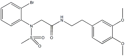 2-[2-bromo(methylsulfonyl)anilino]-N-[2-(3,4-dimethoxyphenyl)ethyl]acetamide Struktur