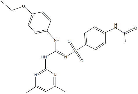 N-[4-({[[(4,6-dimethyl-2-pyrimidinyl)amino](4-ethoxyanilino)methylene]amino}sulfonyl)phenyl]acetamide Struktur