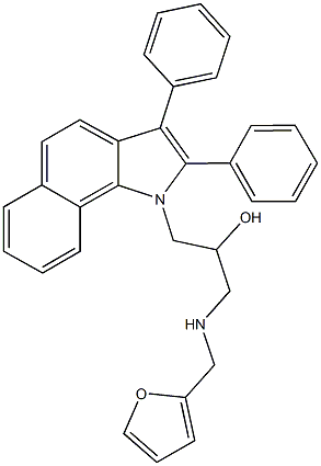 1-(2,3-diphenyl-1H-benzo[g]indol-1-yl)-3-[(2-furylmethyl)amino]-2-propanol Struktur