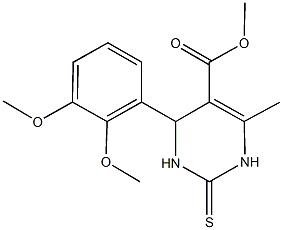 methyl 4-[2,3-bis(methyloxy)phenyl]-6-methyl-2-thioxo-1,2,3,4-tetrahydropyrimidine-5-carboxylate Struktur