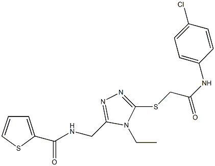 N-[(5-{[2-(4-chloroanilino)-2-oxoethyl]sulfanyl}-4-ethyl-4H-1,2,4-triazol-3-yl)methyl]-2-thiophenecarboxamide Struktur