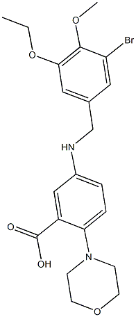 5-[(3-bromo-5-ethoxy-4-methoxybenzyl)amino]-2-(4-morpholinyl)benzoic acid Struktur