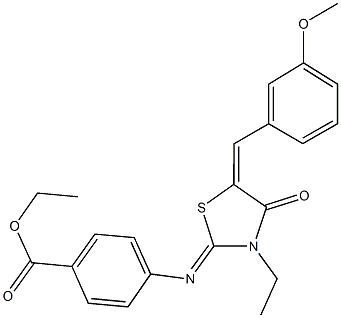 ethyl 4-{[3-ethyl-5-(3-methoxybenzylidene)-4-oxo-1,3-thiazolidin-2-ylidene]amino}benzoate Struktur