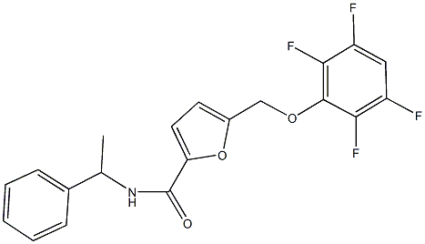 N-(1-phenylethyl)-5-[(2,3,5,6-tetrafluorophenoxy)methyl]-2-furamide Struktur