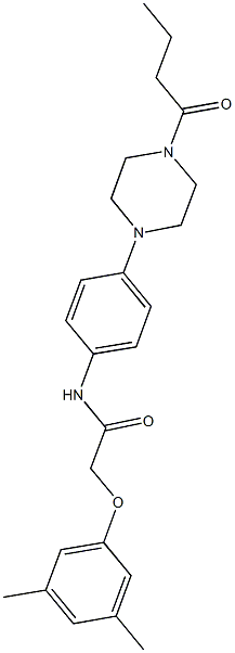 N-[4-(4-butyryl-1-piperazinyl)phenyl]-2-(3,5-dimethylphenoxy)acetamide Struktur