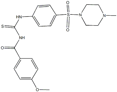 N-(4-methoxybenzoyl)-N'-{4-[(4-methyl-1-piperazinyl)sulfonyl]phenyl}thiourea Struktur