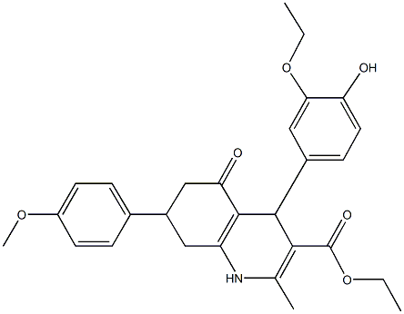 ethyl 4-(3-ethoxy-4-hydroxyphenyl)-7-(4-methoxyphenyl)-2-methyl-5-oxo-1,4,5,6,7,8-hexahydro-3-quinolinecarboxylate Struktur