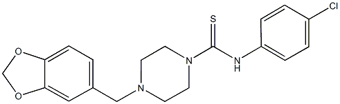 4-(1,3-benzodioxol-5-ylmethyl)-N-(4-chlorophenyl)piperazine-1-carbothioamide Struktur