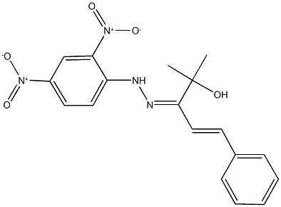 4-hydroxy-4-methyl-1-phenyl-1-penten-3-one {2,4-dinitrophenyl}hydrazone Struktur