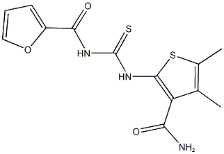 2-{[(2-furoylamino)carbothioyl]amino}-4,5-dimethyl-3-thiophenecarboxamide Struktur