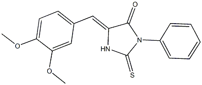 5-(3,4-dimethoxybenzylidene)-3-phenyl-2-thioxo-4-imidazolidinone Struktur