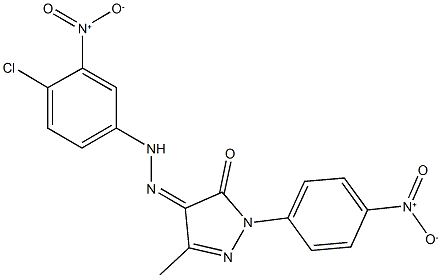 1-{4-nitrophenyl}-3-methyl-1H-pyrazole-4,5-dione 4-({4-chloro-3-nitrophenyl}hydrazone) Struktur