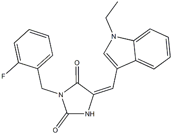 5-[(1-ethyl-1H-indol-3-yl)methylene]-3-(2-fluorobenzyl)-2,4-imidazolidinedione Struktur