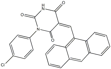 5-(9-anthrylmethylene)-1-(4-chlorophenyl)-2,4,6(1H,3H,5H)-pyrimidinetrione Struktur