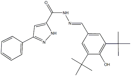 N'-(3,5-ditert-butyl-4-hydroxybenzylidene)-3-phenyl-1H-pyrazole-5-carbohydrazide Struktur