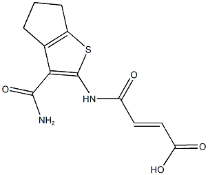 4-{[3-(aminocarbonyl)-5,6-dihydro-4H-cyclopenta[b]thien-2-yl]amino}-4-oxo-2-butenoic acid Struktur