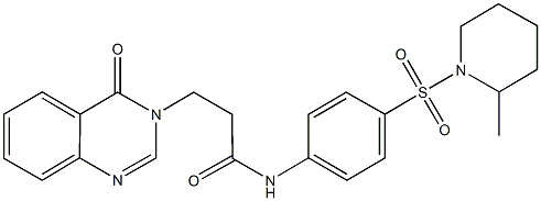 N-{4-[(2-methyl-1-piperidinyl)sulfonyl]phenyl}-3-(4-oxo-3(4H)-quinazolinyl)propanamide Struktur