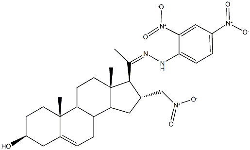 3-hydroxy-16-{nitromethyl}pregn-5-en-20-one {2,4-bisnitrophenyl}hydrazone Struktur