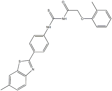 N-[4-(6-methyl-1,3-benzothiazol-2-yl)phenyl]-N'-[(2-methylphenoxy)acetyl]thiourea Struktur