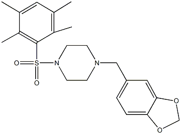 1-(1,3-benzodioxol-5-ylmethyl)-4-[(2,3,5,6-tetramethylphenyl)sulfonyl]piperazine Struktur