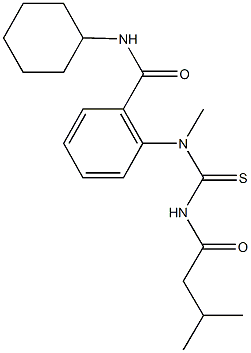 N-cyclohexyl-2-(methyl{[(3-methylbutanoyl)amino]carbothioyl}amino)benzamide Struktur