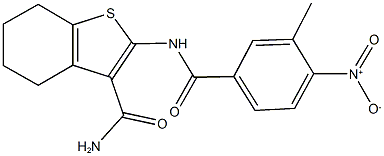 2-({4-nitro-3-methylbenzoyl}amino)-4,5,6,7-tetrahydro-1-benzothiophene-3-carboxamide Struktur