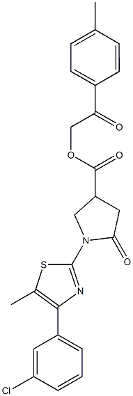 2-(4-methylphenyl)-2-oxoethyl 1-[4-(3-chlorophenyl)-5-methyl-1,3-thiazol-2-yl]-5-oxo-3-pyrrolidinecarboxylate Struktur