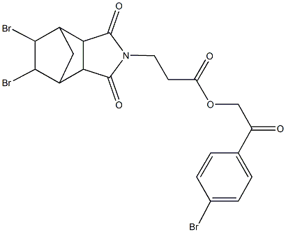 2-(4-bromophenyl)-2-oxoethyl 3-(8,9-dibromo-3,5-dioxo-4-azatricyclo[5.2.1.0~2,6~]dec-4-yl)propanoate Struktur