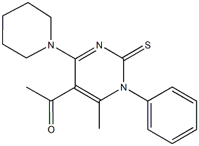 1-[6-methyl-1-phenyl-4-(1-piperidinyl)-2-thioxo-1,2-dihydro-5-pyrimidinyl]ethanone Struktur