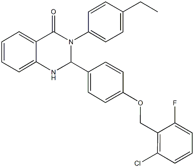 2-{4-[(2-chloro-6-fluorobenzyl)oxy]phenyl}-3-(4-ethylphenyl)-2,3-dihydro-4(1H)-quinazolinone Struktur