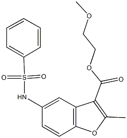 2-methoxyethyl 2-methyl-5-[(phenylsulfonyl)amino]-1-benzofuran-3-carboxylate Struktur