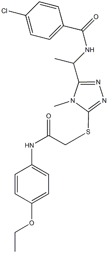 4-chloro-N-[1-(5-{[2-(4-ethoxyanilino)-2-oxoethyl]sulfanyl}-4-methyl-4H-1,2,4-triazol-3-yl)ethyl]benzamide Struktur