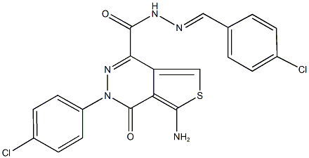 5-amino-N'-(4-chlorobenzylidene)-3-(4-chlorophenyl)-4-oxo-3,4-dihydrothieno[3,4-d]pyridazine-1-carbohydrazide Struktur