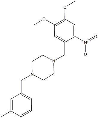 1-{2-nitro-4,5-dimethoxybenzyl}-4-(3-methylbenzyl)piperazine Struktur