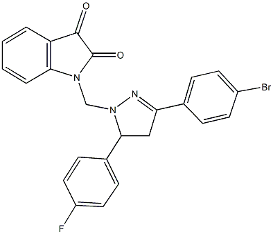 1-{[3-(4-bromophenyl)-5-(4-fluorophenyl)-4,5-dihydro-1H-pyrazol-1-yl]methyl}-1H-indole-2,3-dione Struktur