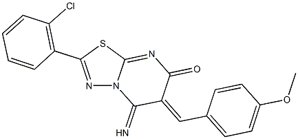 2-(2-chlorophenyl)-5-imino-6-(4-methoxybenzylidene)-5,6-dihydro-7H-[1,3,4]thiadiazolo[3,2-a]pyrimidin-7-one Struktur