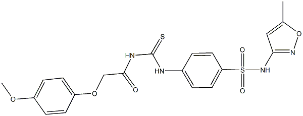 4-[({[(4-methoxyphenoxy)acetyl]amino}carbothioyl)amino]-N-(5-methyl-3-isoxazolyl)benzenesulfonamide Struktur