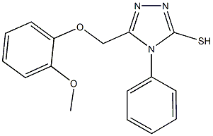 5-[(2-methoxyphenoxy)methyl]-4-phenyl-4H-1,2,4-triazole-3-thiol Struktur