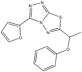 1-[3-(2-furyl)[1,2,4]triazolo[3,4-b][1,3,4]thiadiazol-6-yl]ethyl phenyl ether Struktur