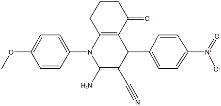 2-amino-4-{4-nitrophenyl}-1-(4-methoxyphenyl)-5-oxo-1,4,5,6,7,8-hexahydro-3-quinolinecarbonitrile Struktur